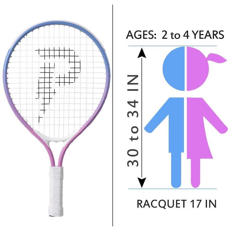 PIKASEN 17" Kids Tennis Racket Best Starter Kit for Kids Age 4 and Under with Shoulder Strap Bag and Mini Tennis Racket Toddler Tennis Raquet (Pink) - Image 3